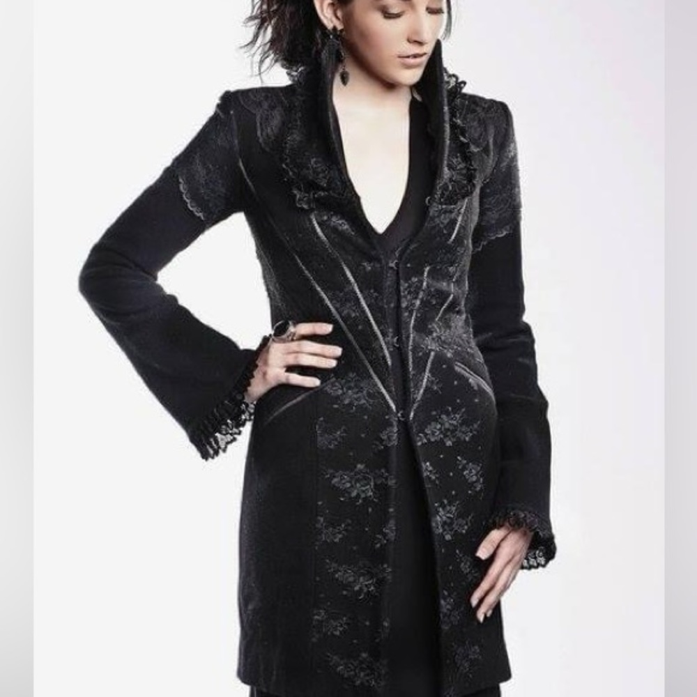 Black lace coat with black lace ruffles goth princess